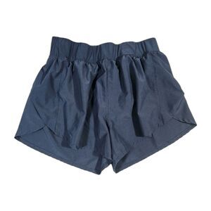 Asics Womens Large Running Shorts Navy Bikini Pocket Band Waist